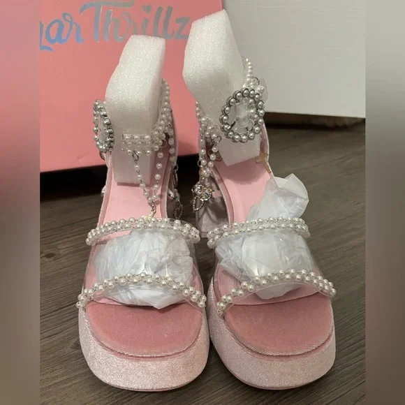 NIB Dolls Kill / Sugar Thrillz Pink Holy Revelation Platform Sandals - Picture 2 of 8